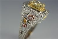 2.00 carat Fancy Yellow Gold and Platinum Radiant Diamond Ring