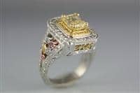 2.00 carat Fancy Yellow Gold and Platinum Radiant Diamond Ring