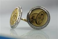 Platinum and 18kt Yellow Gold Monogram Style Cufflinks