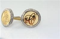 Platinum and 18kt Yellow Gold Monogram Style Cufflinks