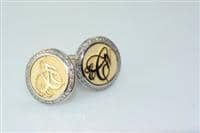 Platinum and 18kt Yellow Gold Monogram Style Cufflinks