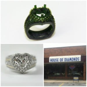 Heart shaped diamond collage with House of Diamond store