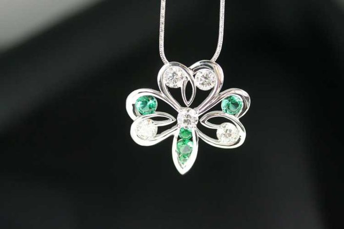 Diamond Pendant with Green Helenites